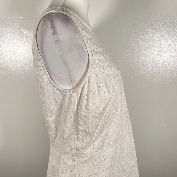 Banana Republic Sheath Dress Womens Size 10 White Eyelet Round Neck Back Zip - Picture 12 of 15